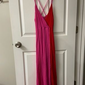 Vici red and pink maxi dress